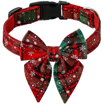 Christmas Snowflake Bow Dog Collars - wagglywonders