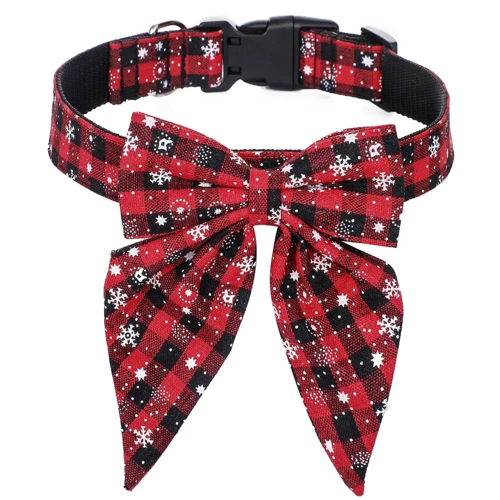 Christmas Snowflake Bow Dog Collars - wagglywonders