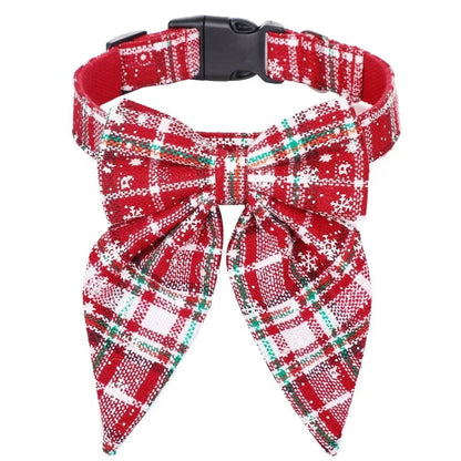 Christmas Snowflake Bow Dog Collars - wagglywonders